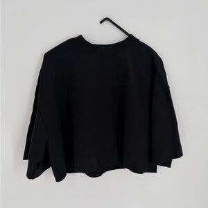 Cos High Line Relaxed Boxy Ultra Cropped Black T-Shirt